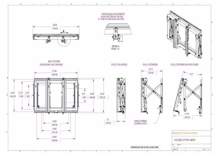 Support d'écran plat - VOGEL'S - 7368700 - 37 à 65 pouces - 72 kg - Hauteur réglable