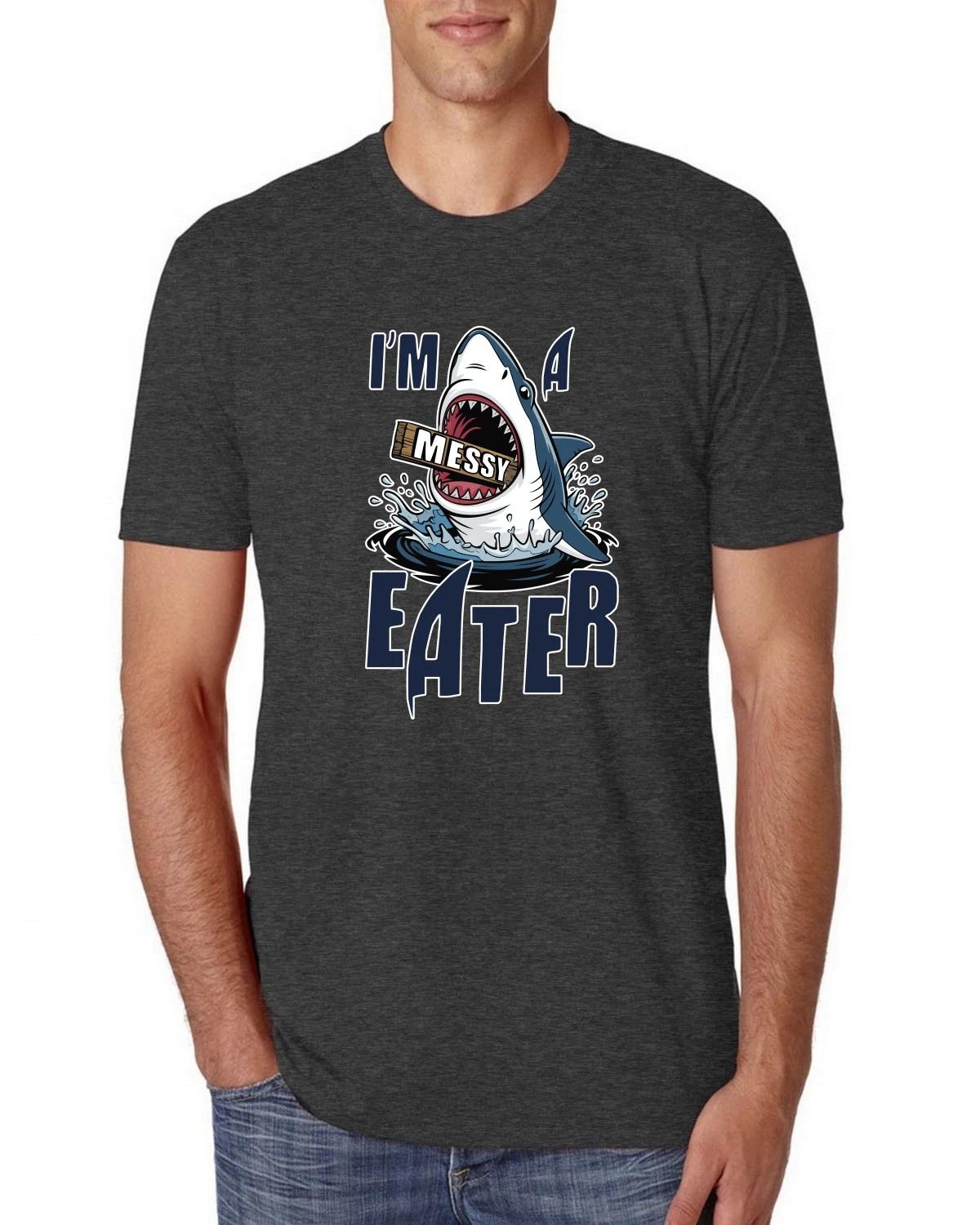 I’m a Messy Eater Shark Cartoon Ocean Food Funny Mens Premium T- Shirt S