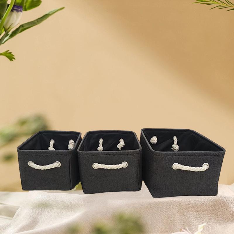 

Set of 3 Multi-Color Linen Storage Baskets for Entrances, Underwear, and Clothing Small 30*20*16 темно-сірий