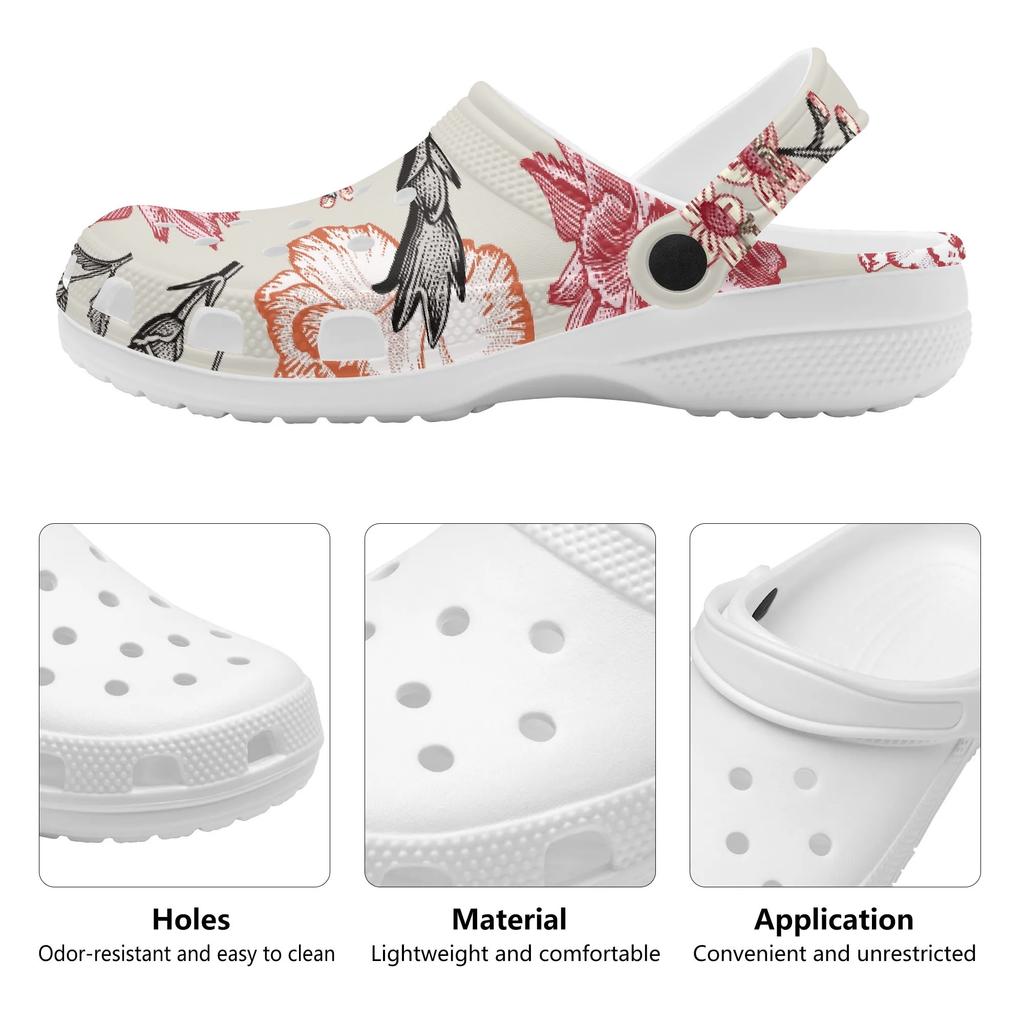Women Men EVA Garden Clogs Bright Printed Flexible Soft Slip On Garden Shoes Beach Pool Bathroom Home Walking Shoes Home Use