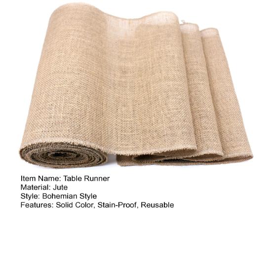 Party Table Runner Jute Fabric Boho Style Stain-Proof Home Decor DIY Crafts Reusable Table Protection Decoration Prom Banquet Table