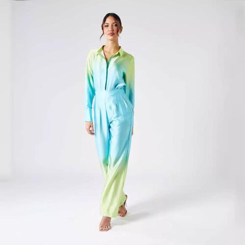 New Set Loose Printed Long-sleeved Shirt Casual Fashion Casual Suit Colourful Suit Party Suit Casual Suit