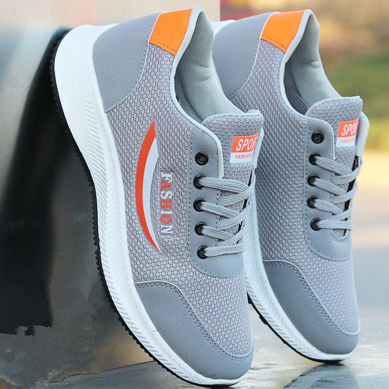

Mesh lace-up spring casual single shoes men s breathable fly-woven sports style low-top shallow-mouth shoes 44