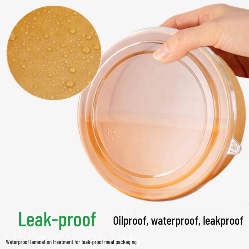 Sanbile 1100ML Extra Thick Disposable Kraft Paper Bowls with Lids