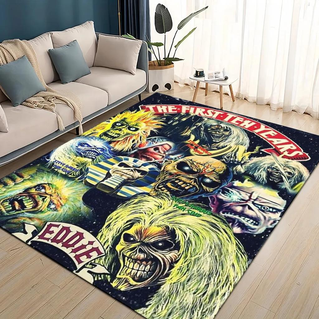 Tappeto Area Tappeto in Metallo 3D I-Iron-Maidens Grande, Tappeto per Soggiorno Camera da Letto Divano Zerbino Decorazione, Tappetino Antiscivolo per Bambini