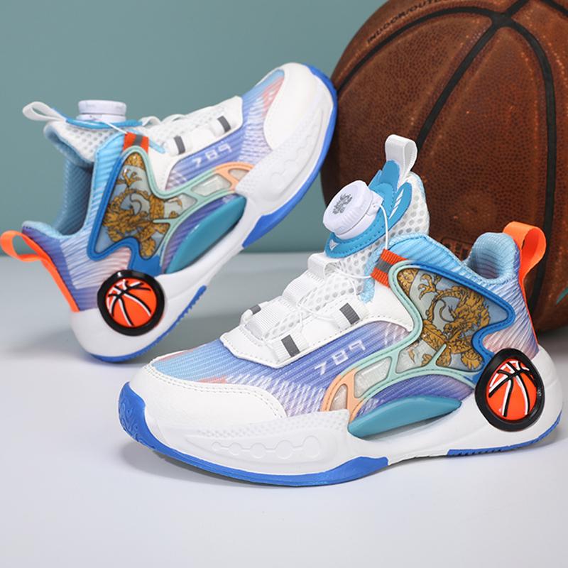 Hot Selling Children's Basketball Shoes High Top Comfortable Sneakers Breathable Rotating Buckle Warm Kids Outdoor Casual Shoes
