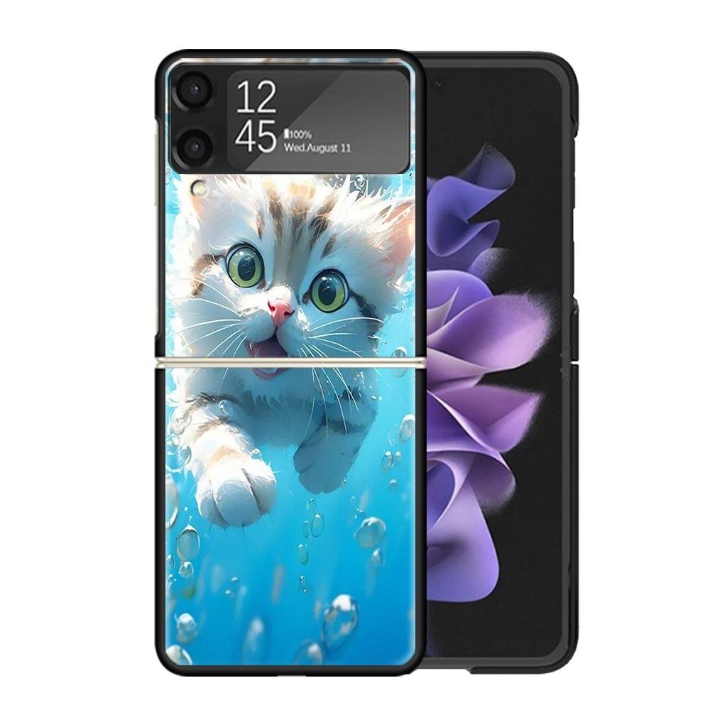 Cartoon Cute Cat Fish Aesthetic Cases For Samsung Galaxy Z Flip 4 5 6 7 3 Z Flip7 Flip6 Flip4 Flip5 Flip3 5G Hard Shockproof Fun