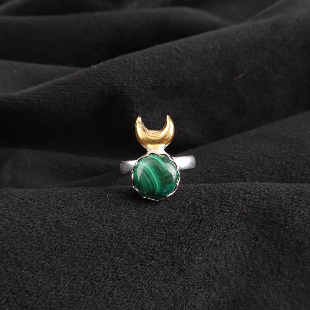 AAA+ Malachite Gemstone Ring Jewelry, 925 Solid Sterling Silver Ring Jewelry, Handmade Artisan Jewelry For Wedding Gift