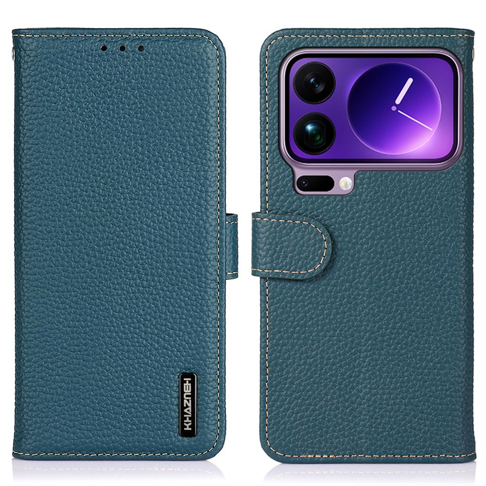 

KHAZNEH For Xiaomi 17 Pro Max Case Genuine Cow Leather Flip Phone Cover