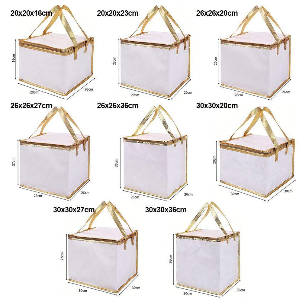 Reusable Aluminum Foil Tote Bag Zipper White Insulated Thermal Cooler Bag Refrigerated Bag Picnic Cake Fruit Drink Refrigeration