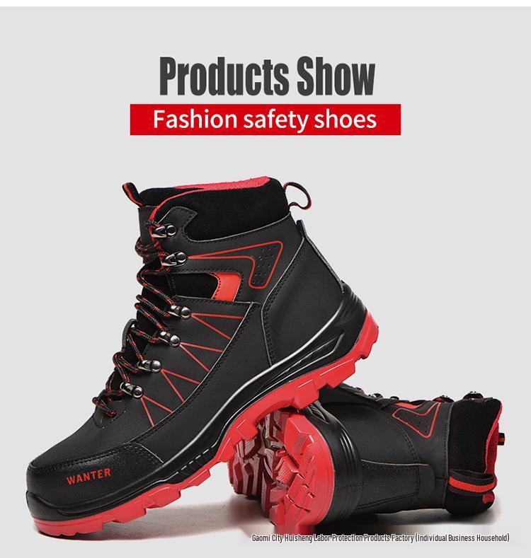 Ozone High-Top Water-Repellent Steel Toe Safety Shoes, Wear-Resistant, Anti-Smash, Anti-Puncture, Soft Sole for Comfortable Work.