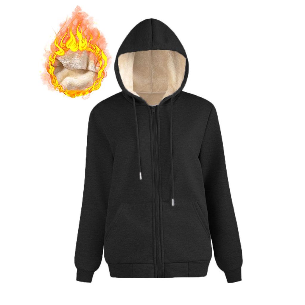 Mote dame avslappet genser løs cardigan med glidelås langermet hettejakke