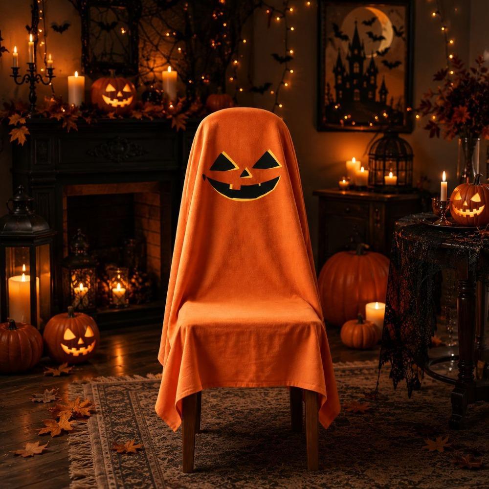 Pumpkin Halloween Dinner Chair Seat Cover Skull Pattern Festival Table Decor Home Decoration