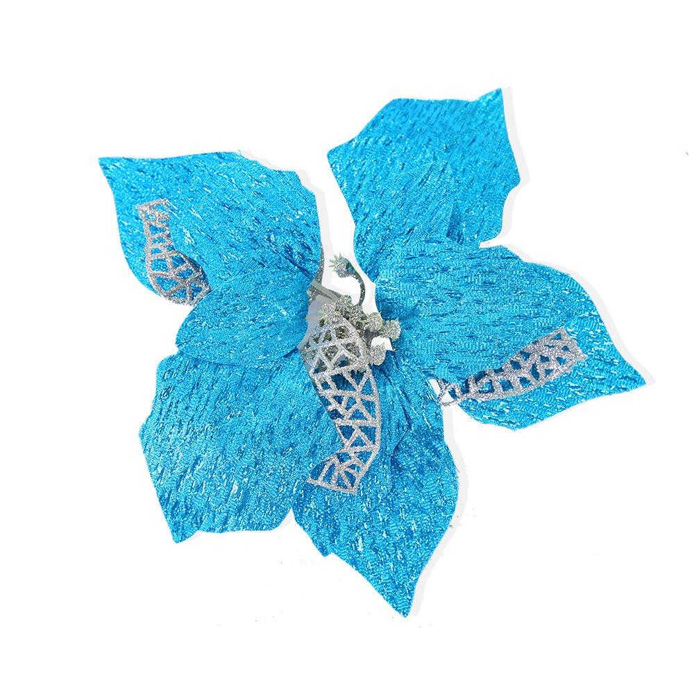 

Sequins Artificial Poinsettia Flower Simulation Christmas Tree Decorations Hotel Office Decor небесно-голубой