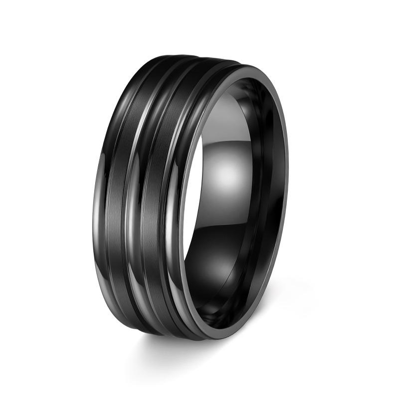 

8mm wide men stainless steel frosted ring casualfashion jewelry no. 5 чёрный