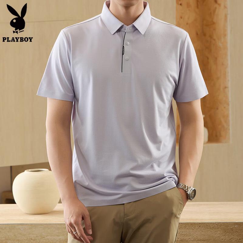 PLAYBOY Men s Summer Seamless Silk Blend Polo Shirt L/50