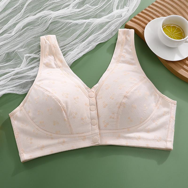 Modal Cotton Front-Fastening Vest Bra, Wire-Free and Thin, for Middle-aged and Elderly Women Size 38