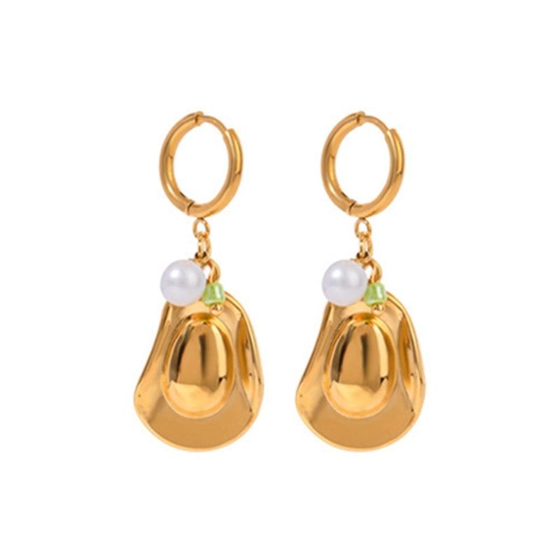 Practical Stainless Steel Fish Scallops Shells Charm Earrings Fashion Gold Color Jewelry for Women and Mom's Gifts