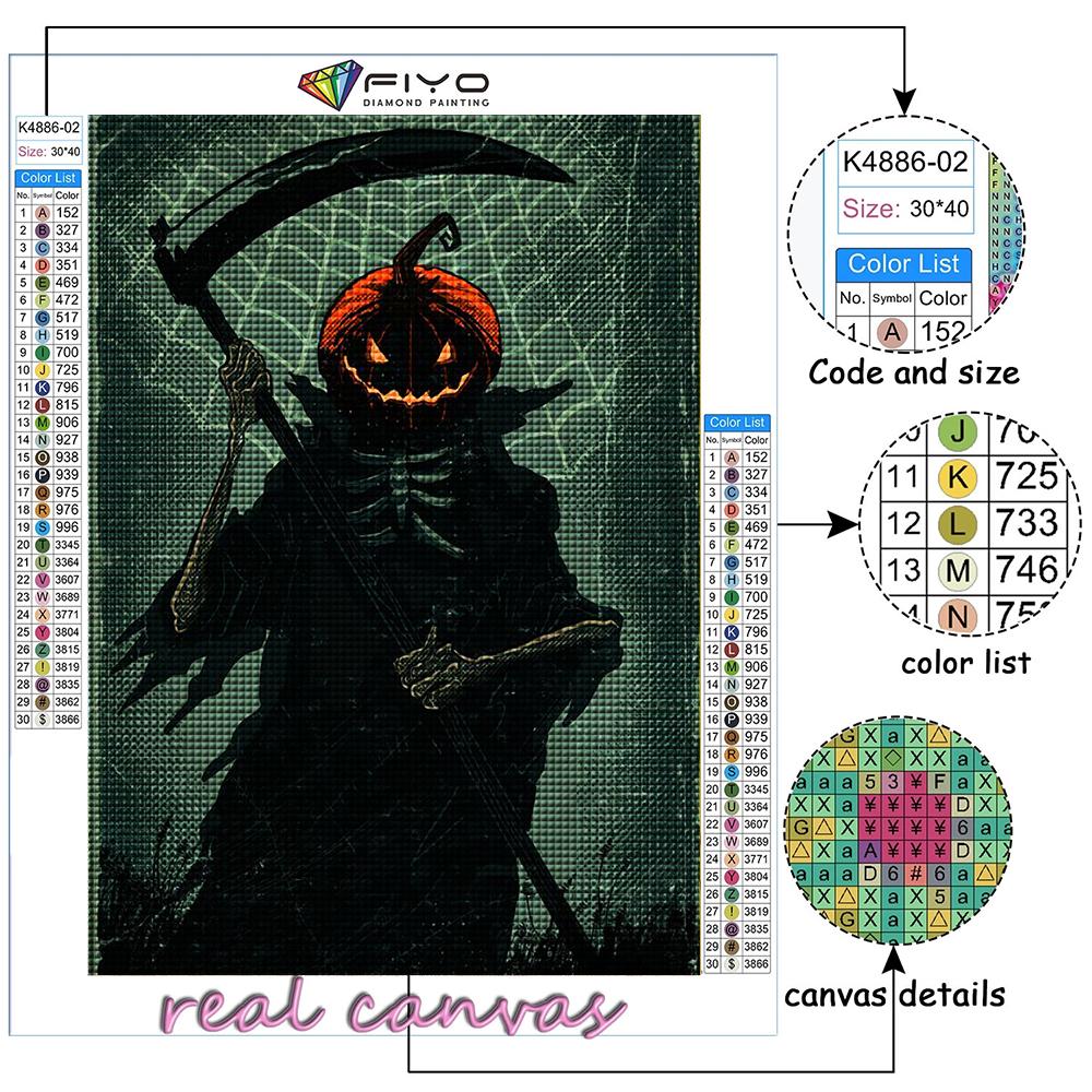 Vollständiges 5D-Diamantgemälde zum Selbermachen, Halloween, gruseliger Kürbiskopfmann, 5D-Diamantgemälde