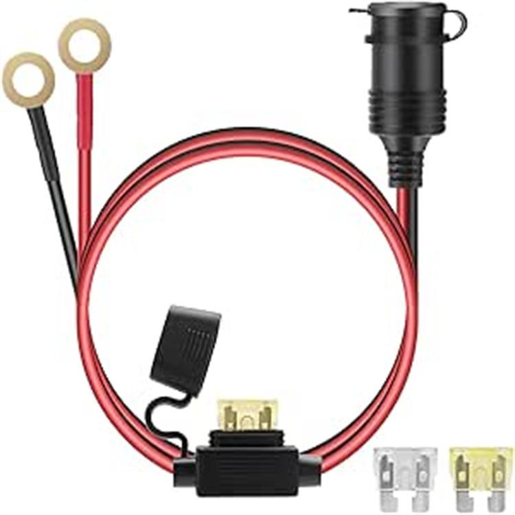 12 awg 12V24V High-power Waterproof Threaded Cigarette Lighter Female Socket Wire for Car and Motorcycle Modification