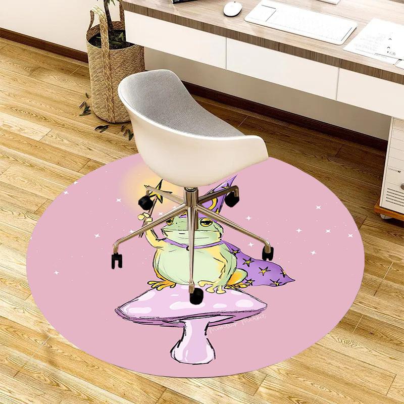 1pc Office Carpet Chair Mats Frog Wizard On Mushroom Perfect for Decorating Office Chairs, Living Rooms, Or Bedrooms