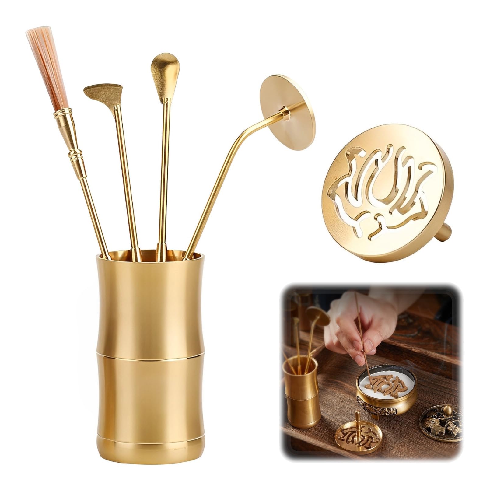 

heizi Incense Ceremony 6-Piece Set, Incense Burner, Incense Mold, Ash Holder, Chinese Incense Set, Incense Making Tool (6-Piece Set)