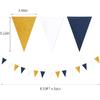 Navy-Blue White-Gold Party Decorations Banner - 2 Pack Men Birthday Graduation 2025 Glitter Sprinkles Paper Pennant Triangle Flags, Fathers Day