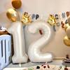 40 Inch Golden Crown Cream Aluminum Film 0-9 Digital Balloon Birthday Valentine's Day Anniversary Wedding Party Party Decoration Balloon