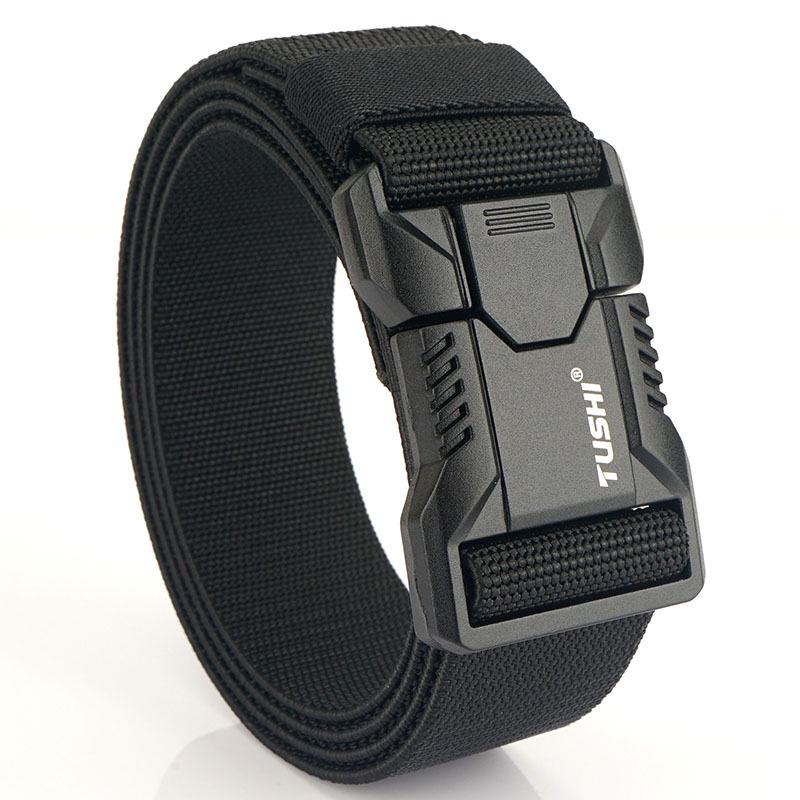 Men's Tactical Quick Release Stretch Belt with Aluminum Buckle for Outdoor and Casual Wear