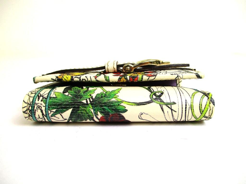 Authentic GUCCI Flower Motif White Purple Leather 6 Pics Key Chain #b106  Open box