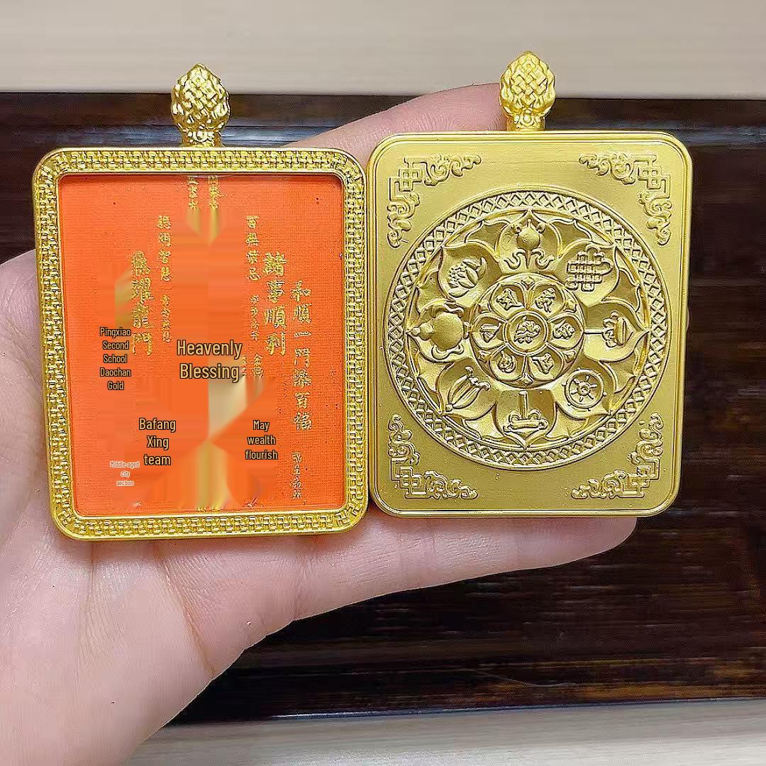 Inlaid Gold Thangka Pendant Necklace - Elegant, Versatile, Unisex Design