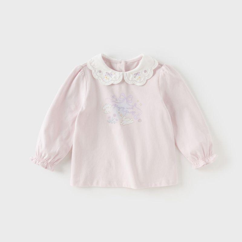 David Bella Children's Long-Sleeve T-Shirt 2026 New Girls' Pure Cotton Top Stylish Spring Base Shirt for Baby Girls
