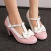Chaussures Lolita Princesse Douces Pour Filles Mignon Nœud Rose Noir Blanc Escarpins à Bride Cheville Élégantes Chaussures de Fête Mariage Féminines