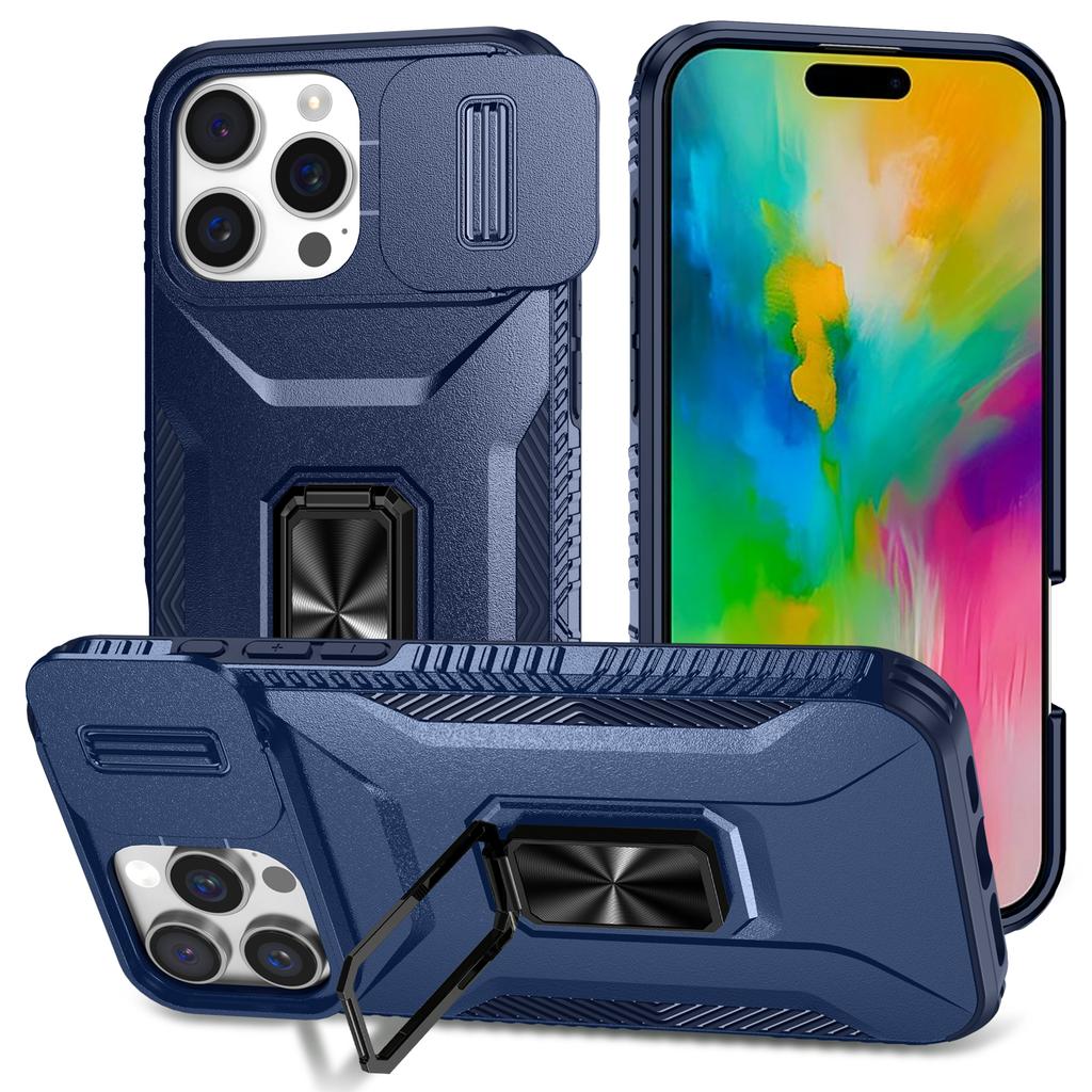 For iPhone 16 Pro Max Case Camshield Kickstand TPU+PC Phone Cover