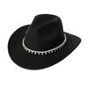 Western cowboy top hat crystal rhinestone decoration four seasons curved brim women's casual top hat