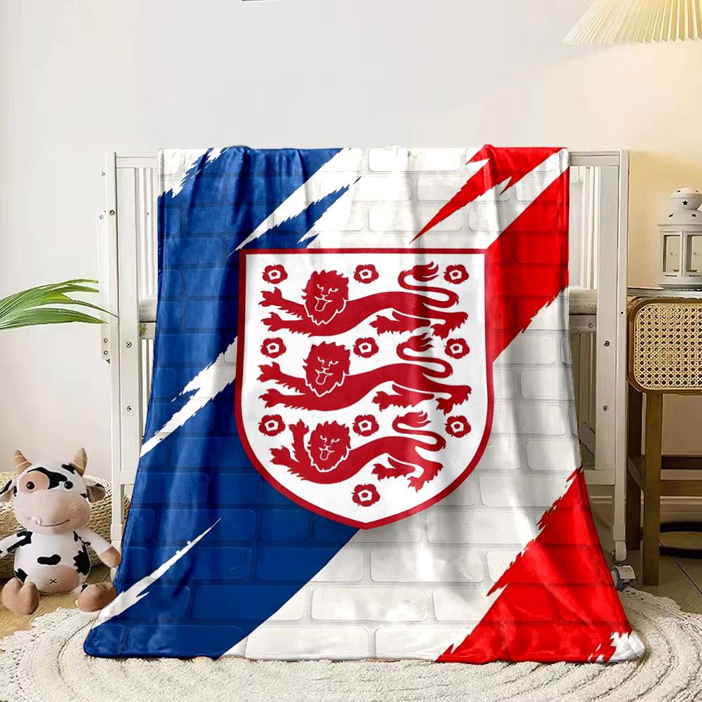A shield with red lions and roses on torn blue, white, and red stripes. for all seasons blanket lunch break throw gift 80cm x 120cm