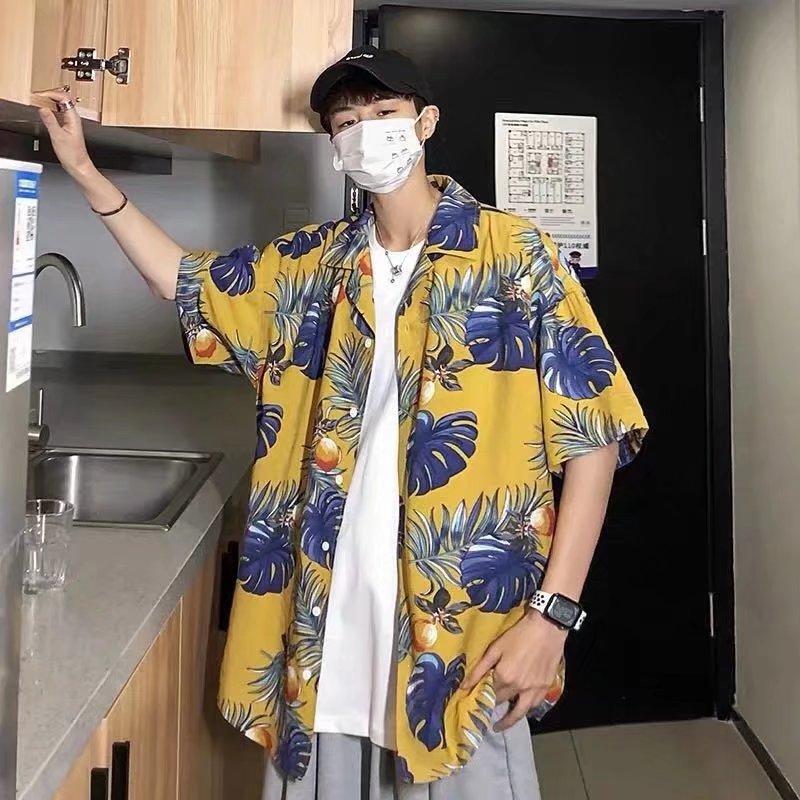 

Приморские рубашки, мужские повседневные рубашки с короткими рукавами, модные свободные повседневные топы с цветочным принтом для пляжного отдыха 2XL