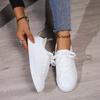 Fashion Womens Casual Sneakers Shoes 2025 Spring Autumn New Fashionable Flat Bottom Women's Lace Up Lightweight White Vulcanized Shoes