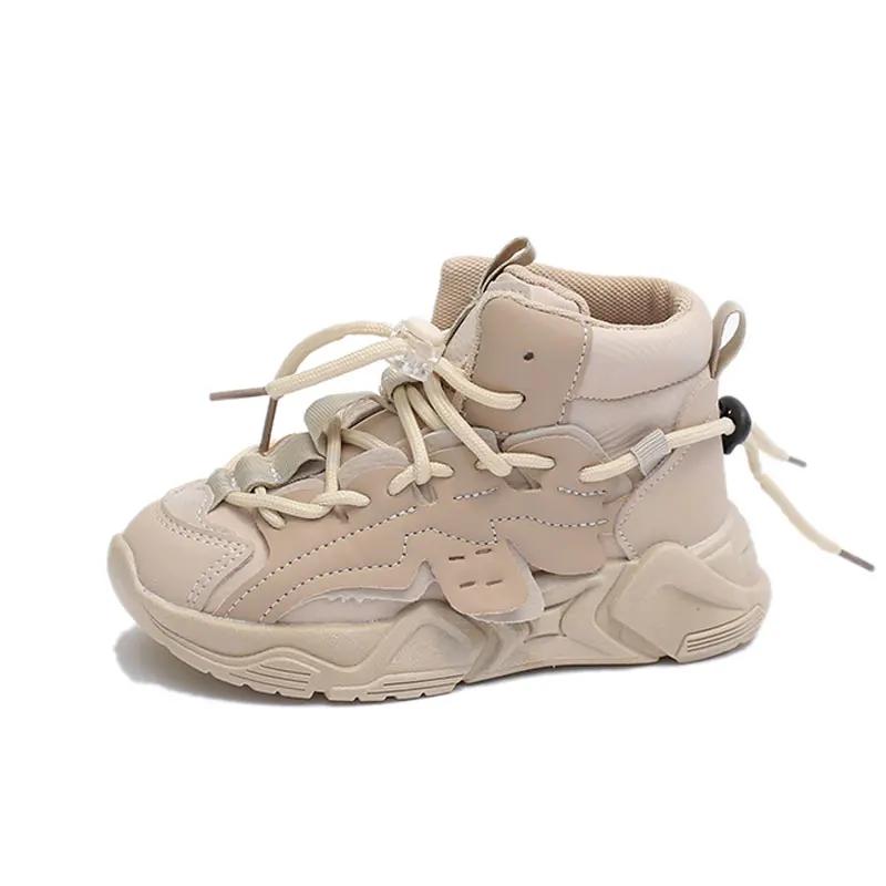 

Kids High Top Sneakers Girls Boys Lace Up Shoes Autumn Children s Pu Leather Casual Sport Walk Running Trainers Pink 26-36 26 хаки
