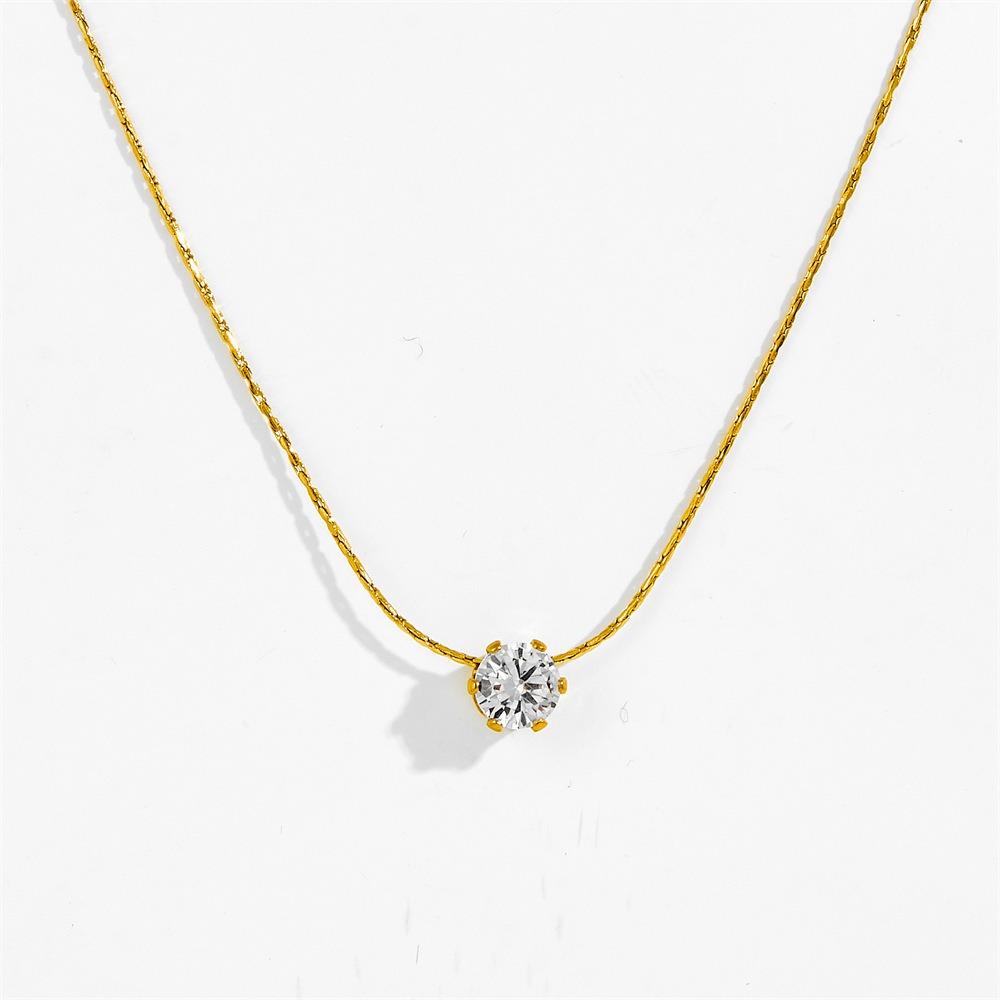 

Simple Pendant Necklace Titanium Steel Chain Necklace Fashion Zirconia Necklace for Woman gold