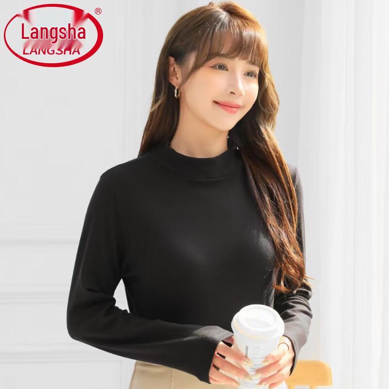 Langsha Women's Long-Sleeve Slim-Fit Basic Crewneck T-Shirt