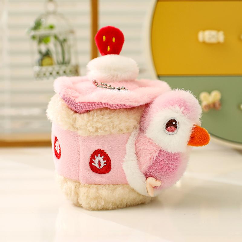 Kawaii Lifelike Bird Plush Toy Soft Parrot Nest Stuffed Plushies Keychain Simulation Animals Pendant Gift for Birthday Xmas
