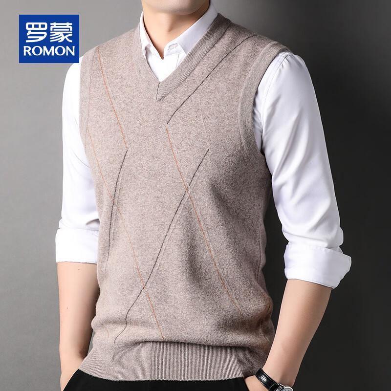 

ROMON Men s 100% Pure Wool V-Neck Warm Thick Pullover Vest L