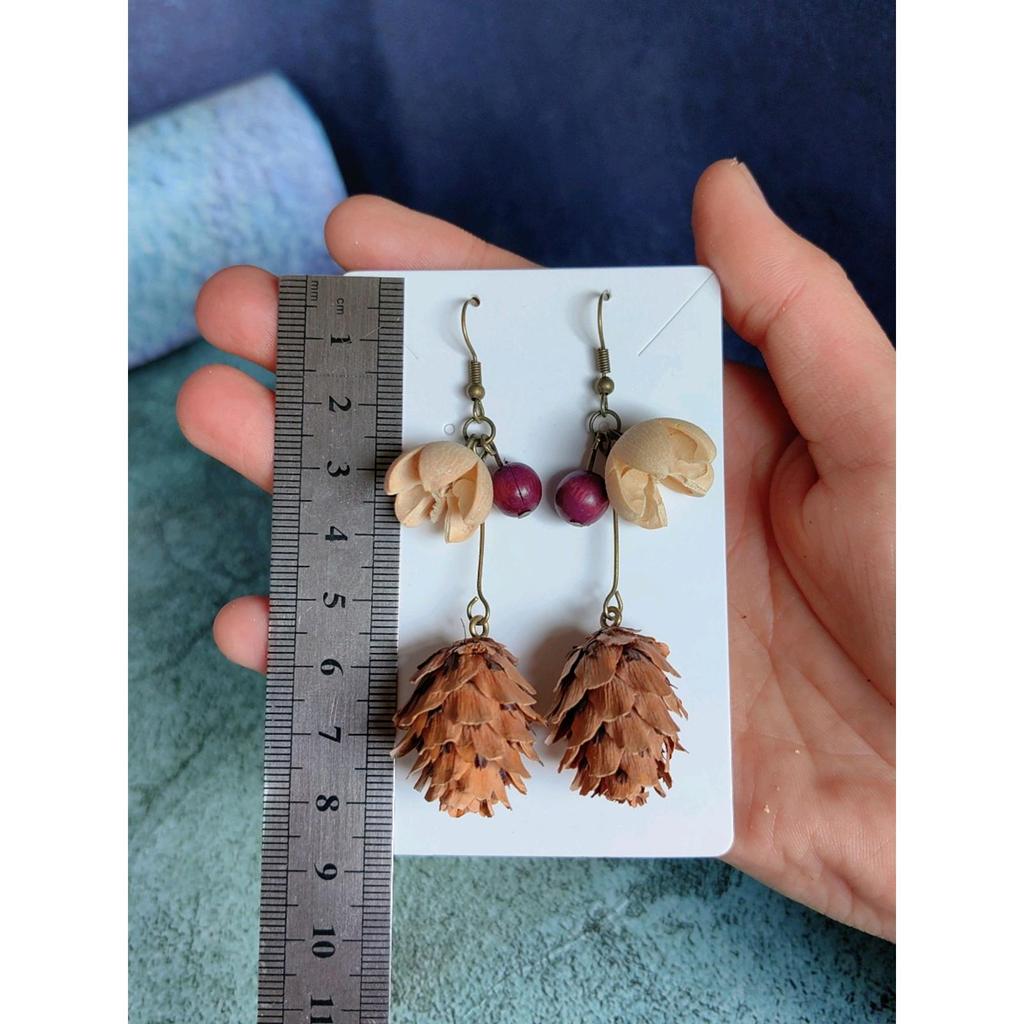 Fruit Earrings - Handmade Natural Dried Fruit Earrings, Retro Chinese Medicine Ethnic Style, for Women.