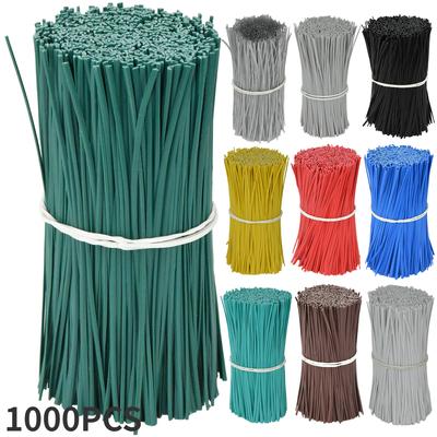 1000PCS zahradnické stahovací pásky Opakovaně použitelné zploštělé železné drátěné kroucené stahovací pásky pro květiny Popínavé vinné révy Multifunkční potažené fixační provázky