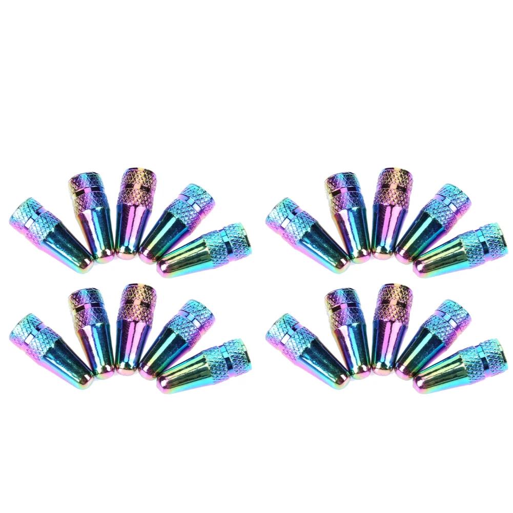 5pcs Bicycle Wheel Valve Dust Cover Replacement MTB Bike Wheel Valve Protector Rainbow Color Aluminum Alloy Bicycle Accessories