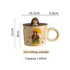 JUSTINLAU Ceramic Mug Valentine's Day Gifts Breakfast Coffee Milk Oat Cup Creative Couple Cup with Handle Home/Office Water Cups