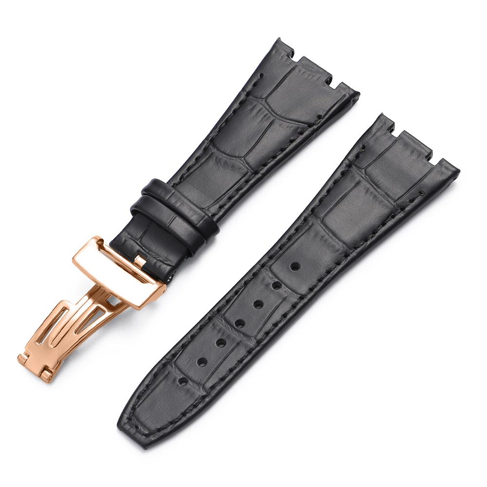 Top Layer Genuine Cowhide Watch Strap for AP Audemars 15400 15703 26320 Royal Oak Offshore Series Men27mm Black Brown Watch Band