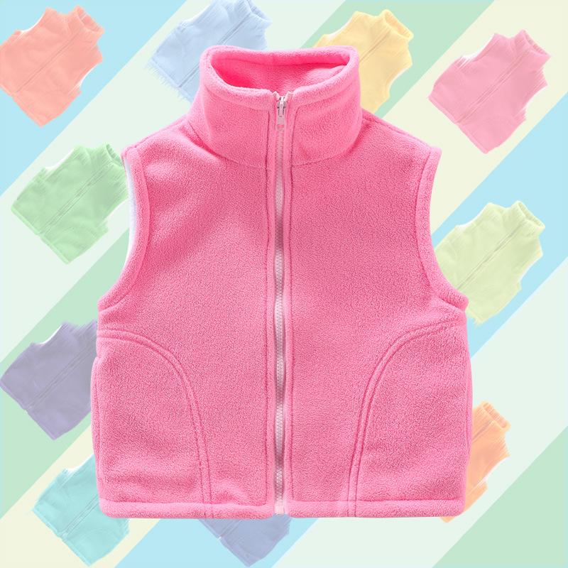 Kids' Fleece Vest for Boys & Girls, Thick Outerwear for Spring To Winter, Kindergarten Uniform with Logo Print