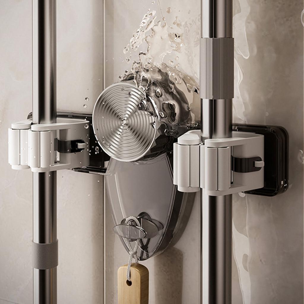 Pack of 2 Broom Organizer Mop Holder Comvenient Suction Cup Broom Holder Hangers For Versatile Storage Solutions